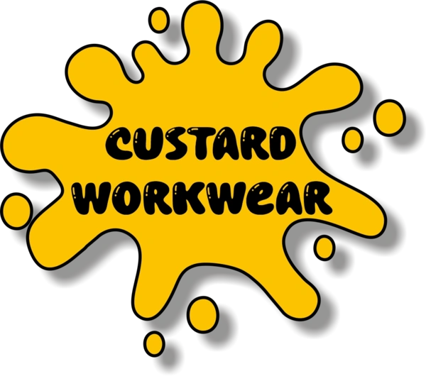  Custard Workwear Logo For Yellow Background