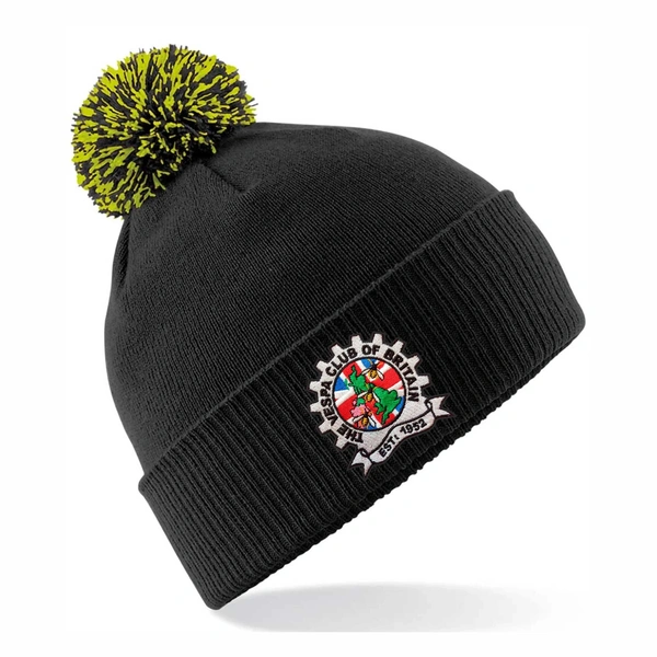  Vespa Bobble Hat  -  Black & Lime Green