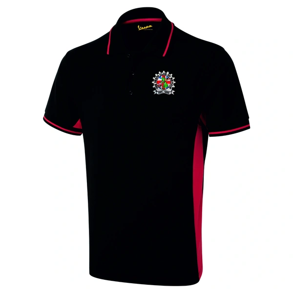  Vespa Two Tone Polo Shirt  -  Black & Red