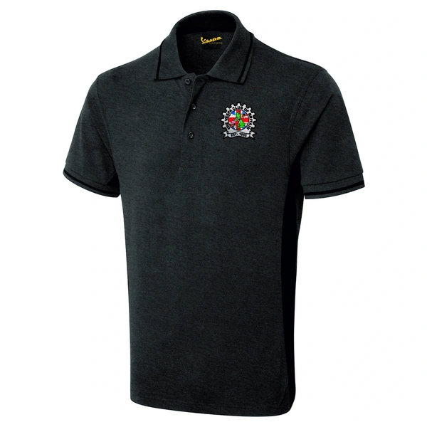  Vespa Two Tone Polo Shirt  -  Charcoal & Black