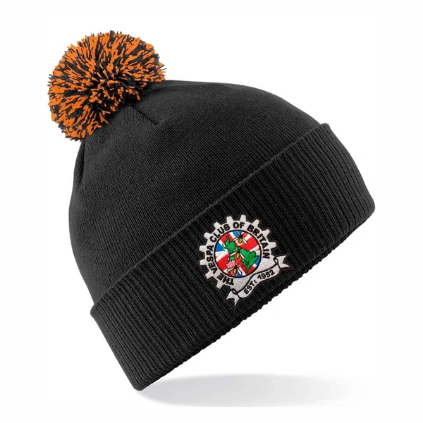  Vespa Bobble Hat  -  Black & Orange