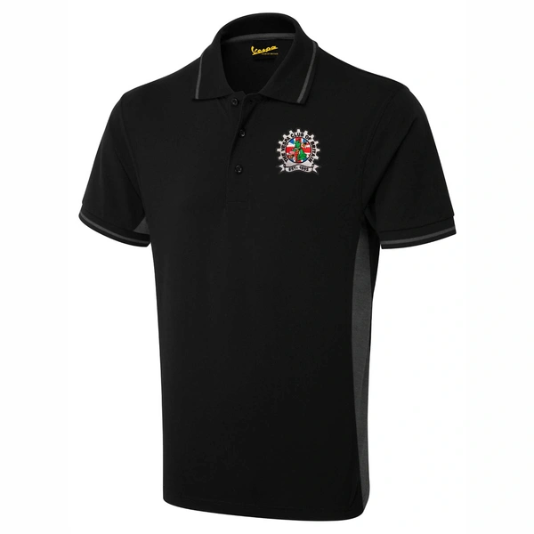  Vespa Two Tone Polo Shirt  -  Black & Charcoal