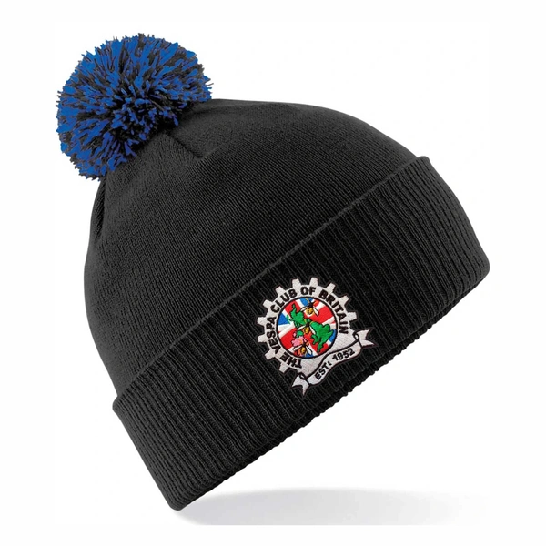  Vespa Bobble Hat  -  Black & Royal Blue