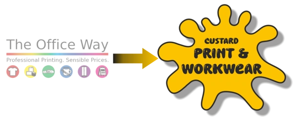  Office Way To Custard Print & Workwear Rebrand