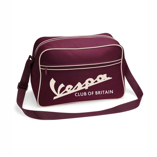  Retro Shoulder Bag  -  Burgundy & Sand With Italic Vcb Print