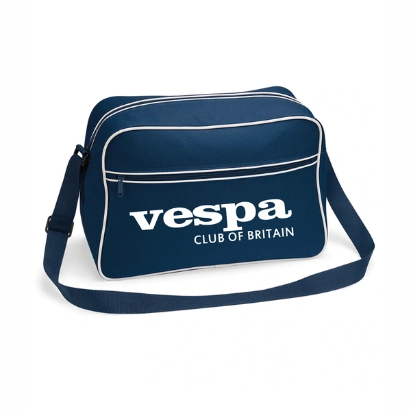  Retro Shoulder Bag  -  French Navy & White With Retro Vespa Print