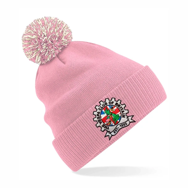  Vespa Bobble Hat  -  Dusky Pink & Off White