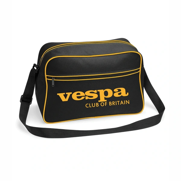 Retro Shoulder Bag  -  Black & Gold With Retro Vespa Print