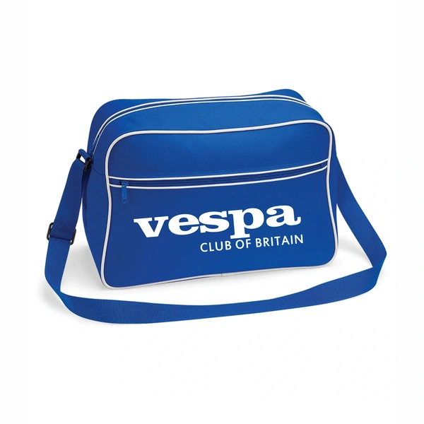  Retro Shoulder Bag  -  Bright Royal & White With Retro Vespa Print
