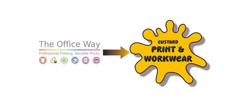  Office Way To Custard Print & Workwear Rebrand